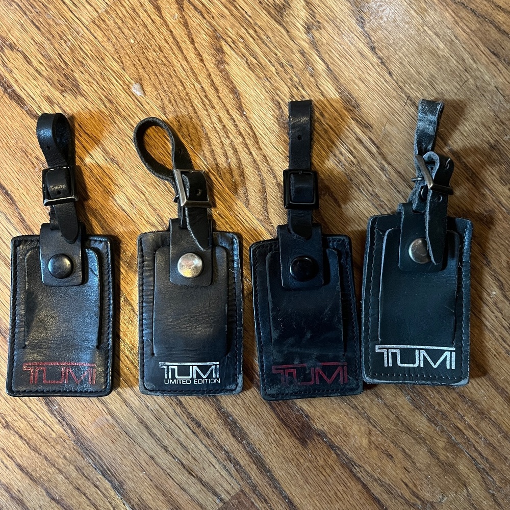4 Tumi Leather Luggage ID Name Tag Accessories